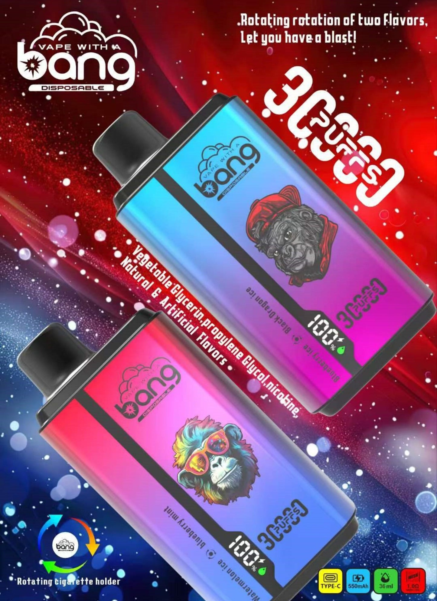 Vapers 30000 Caladas Desechables con Boquilla Giratoria - Luxurious Vapes