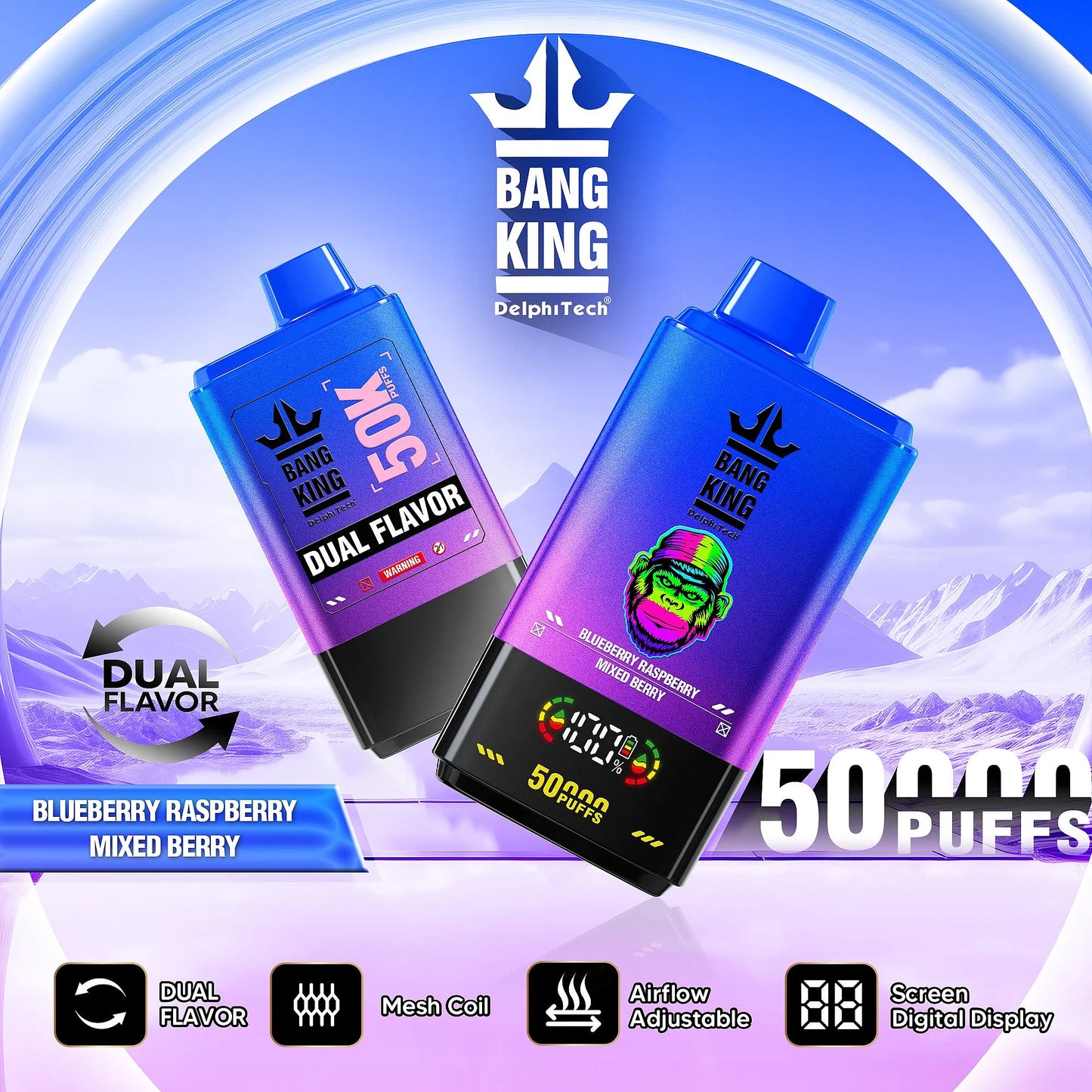 Vaper 50000 Caladas Desechable con Doble Sabor (Strawberry Mango & Watermelon Bubble Gum)